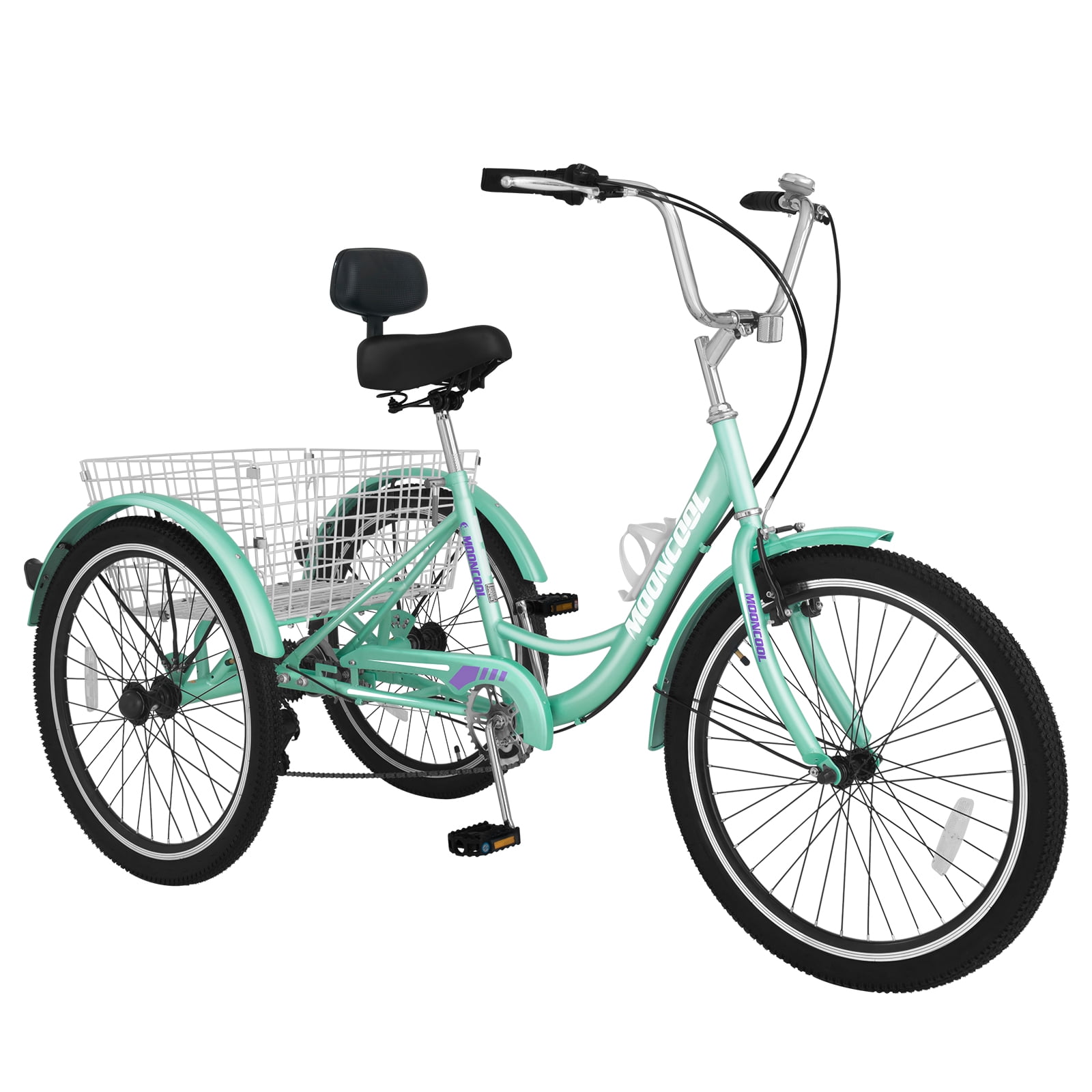 folded Basket+Backrest 24'' 7Speed Adult Trike Tricycle 3-Wheel Bike Bicycle 