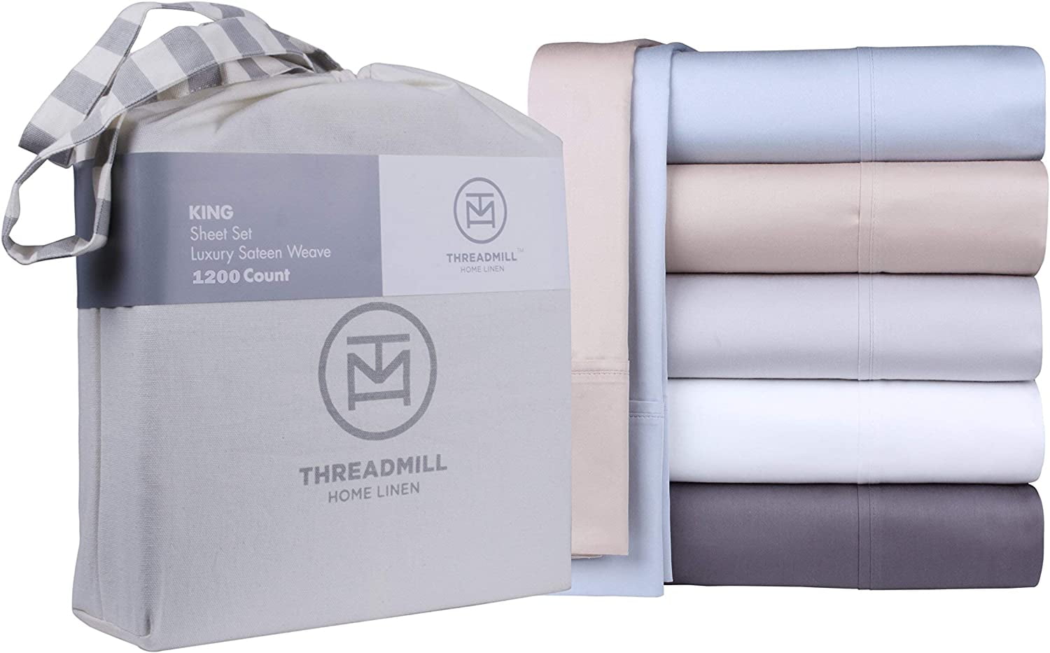 Threadmill 100% American Supima Cotton King Sheets - 1200 Thread Count 4pc Set With 17" Deep Pocket