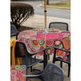 thumbnail image 5 of Outdoor Tablecloths with Umbrella Hole & Zipper, Colorful Ethnic 60x60 Inch Square Tablecloths, Modern Abstract National Geometric Red Waterproof Table Cloth, Patio/Pool/Picnic Table Covers, 5 of 8