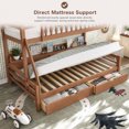 thumbnail image 6 of DTTRA Twin over Full Bunk Bed with Storage Drawers, Curved Guardrails & Side Shelves, Walnut, 6 of 8