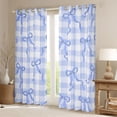 thumbnail image 2 of Feelyou Cute Cartoon Bowknot Black Out Curtains for Child, Chic Blue Buffalo Plaid Curtains Pack of 2 (42x63 Each), Fashion Ribbon Bedroom Curtains, Curtains and Drapes Decor, 2 of 6
