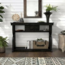 Furniture of America Vinny 1-Drawer and 1-Shelf Wood Reclaimed Black Oak Console Table