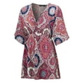 MBJ WT1206 Womens V Neck Short Sleeve Kimono Top XL CORAL_NAVY