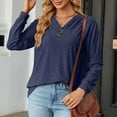 thumbnail image 5 of Sweatshirts Clearance Womens Fall Clearance Clothes $5.00 Fashion V Neck Button Lace Long Sleeve Loose T shirt, 5 of 7