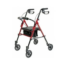 Lumex Set N' Go Wide 2-In-1 Height Adjustable Rollator Walker, Burgundy