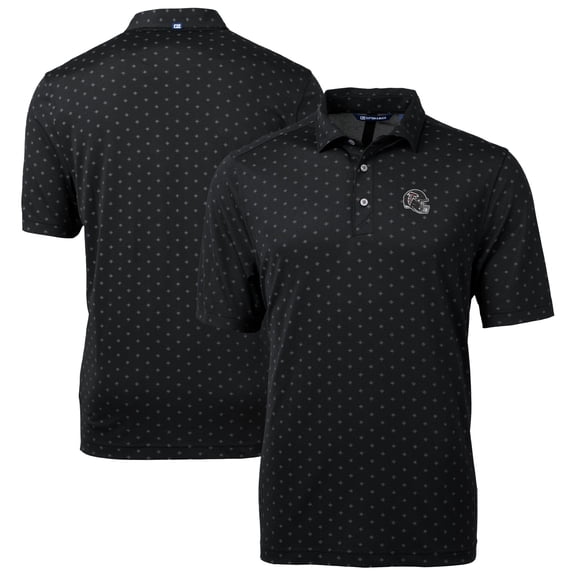Men's Cutter & Buck Black Atlanta Falcons Big & Tall Virtue Eco Pique Tile Print Recycled DryTec Polo