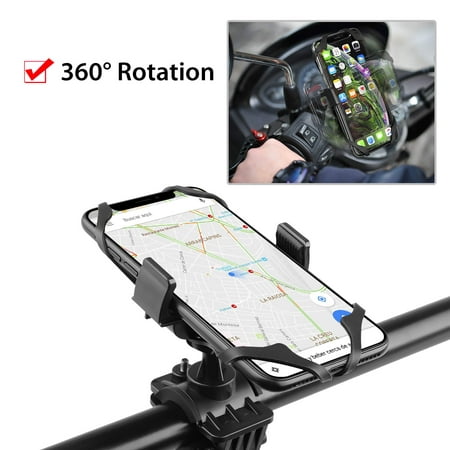 Universal Bike Phone Mount, 360° Rotation Motorcycle Phone Mount Bike Phone Holder for iPhone Xs Max XR X 8 7 Plus Samsung Galaxy S9 S8 Note 9, Ideal for Mountain Bikes and Motorcycle (Best Mountain Bike Iphone Holder)