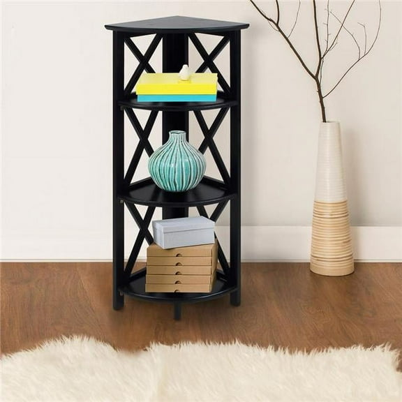 Montego 4-Shelf Corner Folding Bookcase, Black