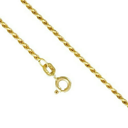 10K Yellow Gold Men Women's 2.0MM Rope Cut Necklace Spring Clasp, 16-24 Inches (22)