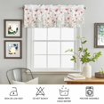 thumbnail image 4 of Rod Pocket Window Valances Spring Pink Flower Plant Short Kitchen Curtains Blossom Floral on White Window Treatment Drapes for Bedroom Bathroom Living Room 42x18In,1 Panel, 4 of 9