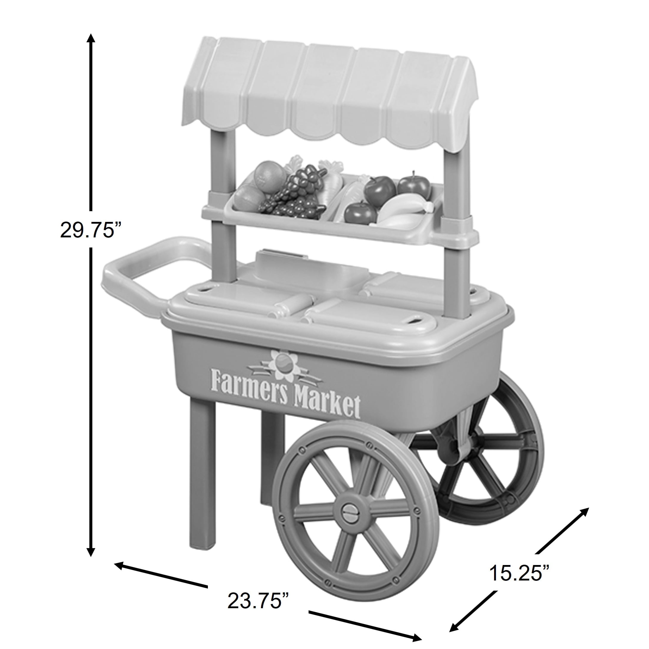 American Plastic Toys My Very Own Farmers Market Cart for Kids with 20 Accessories