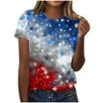 thumbnail image 4 of Cavosen Red White and Blue Clothes for Women Petite 4th of July Short Sleeve Round Neck Shirts American Flag Print Shirts Lady XL Red White and Blue Casual Tops Patriotic Tunic Tees Patriotic Blouses, 4 of 5