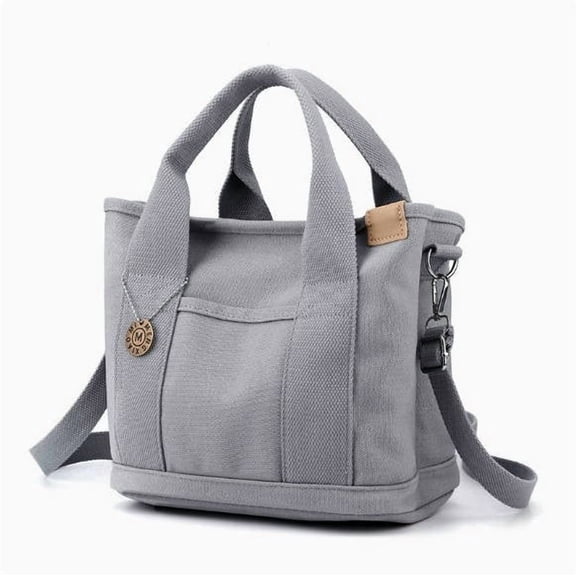 Cevemin Casual Canvas Tote Bag For Women - Gray Crossbody Shoulder Bag With Multi-Pocket Lightweight Daily Use Work Shopping Handbag