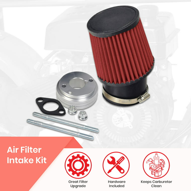 AlveyTech High Performance Air Filter Intake Kit fits Coleman CT100U &  CC100X 98cc Mini Bike - Engine Air Cleaner, Universal Replacement  Accessories Parts, for Powersports Go-Kart Gokarts Cart, Red 
