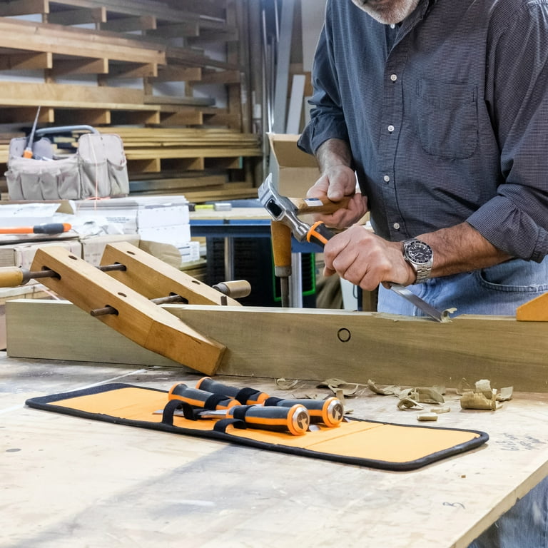 Buck Bros. 74750 5 Piece Comfort Grip Wood Chisel Set – ¼”, ½”, ¾”, 1”,  1-1/4”, Wood Chisels for Woodworking, Chisel Set Woodworking, Hand Chisel  Set 