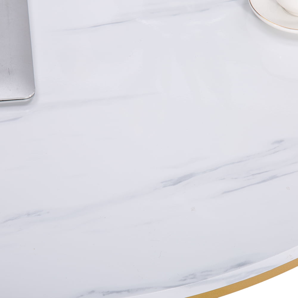 Lowestbest Marble Simple Round Coffee Table, Modern Round Accent Side Coffee Table for Living Room, White Lowestbest Marble Simple Round Coffee Table, Modern Round Accent Side Coffee Table for Living Room, White