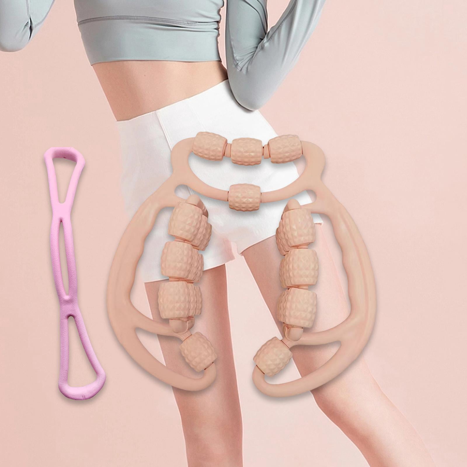 funtasica 24 Wheels Relax Roller Sturdy Circular Leg Clamps Muscle Relaxer Leg Roller Massage Tool for Fitness Exercise Shoulder Pink