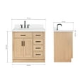 thumbnail image 4 of Ariel Hepburn 37 Inch Single Oval Sink Bathroom Vanity With Pure White Quartz Countertop 1.5 Inch Edge In Oak, 4 of 10