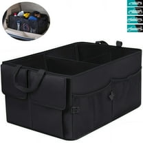 Kisportee Car Trunk Organizer for SUV - Large Capacity Trunk Organizers and Storage Box with 2 Compartments & 6 Pockets for Any Cars and SUV, Black