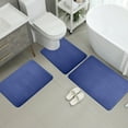 thumbnail image 3 of Hiroekza 3 Piece Bathroom Rug Set - Flannel Absorbent Mat, Thickened Foam, Non-Slip Floor Mat - Complete Bathroom Accessories for Women & Men - Stylish & Comfortable Navy, 3 of 6