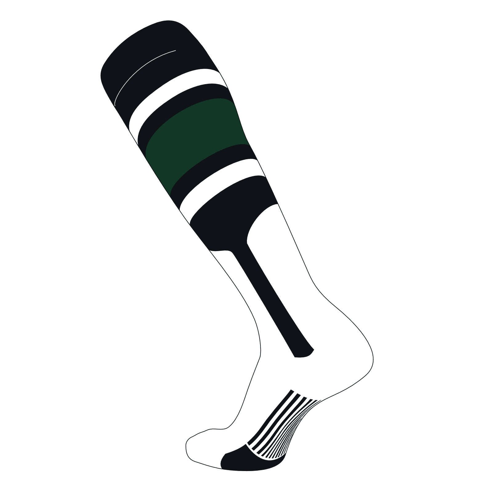 TCK Elite Baseball Knee High Stirrup Socks (E, 9in) Black, White, Dk