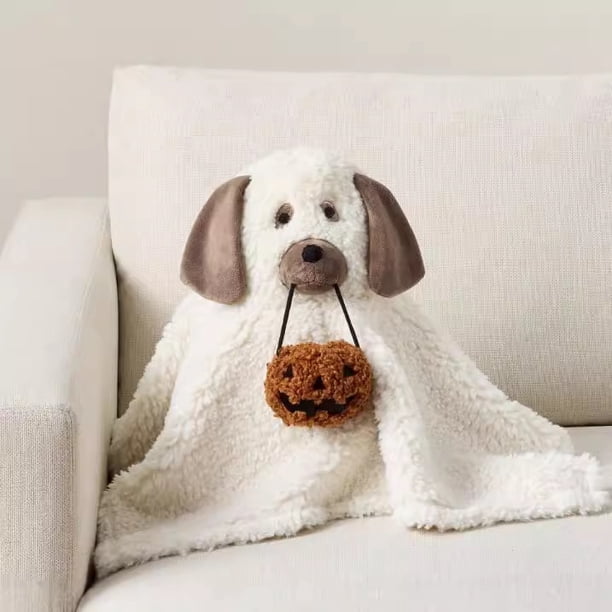 Nuevo muñeco de peluche de cachorro fantasma de Halloween con almohada fantasma Doug the Dog transfronterizo
