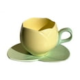 thumbnail image 5 of Joernso 1 Set Coffee Cup Ceramic Tulip Coffee Mug with Coaster Smooth Surface Heat-resistant Tea Cup for Home, 5 of 8
