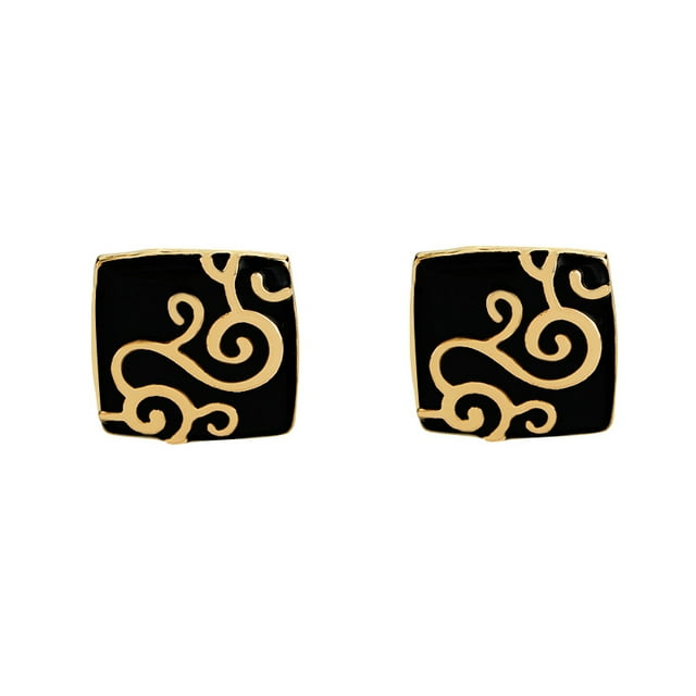 Gemelos con elegante diseño en espiral chapados en oro para hombre