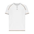 thumbnail image 3 of Aofany Mens T Shirts Casual Henley Shirt Patchwork Color Short Sleeve Button Summer Loose T-Shirts Top, 3 of 5