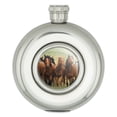 thumbnail image 1 of Horses on the Prairie Pecking Order Round Stainless Steel 5oz Hip Drink Flask, 1 of 4