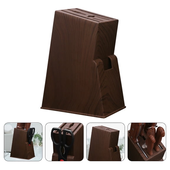 BESTOYARD Brown Plastic Kitchen Cutter Storage Holder for Sturdy Desktop Use