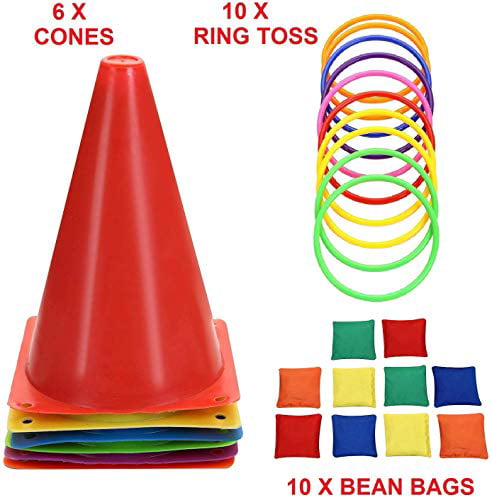 Kids Bean Bag  Ring Toss Cone Toss Multiple Family Game indoor outdoor cornhole 