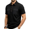 thumbnail image 2 of Polo Shirts for Men Summer Short Sleeve Relaxed Fit Jacquard Texture Lapel Collar Business Casual Work T Shirt Golf Shirts, 2 of 7