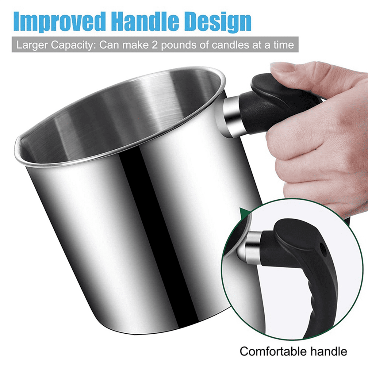 3X Candle Making Pouring Pot, 44 Oz Double Boiler Wax Melting Pot, Candle Making Pitcher, Heat- Handle