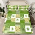 thumbnail image 2 of jejeloiu Modern Geometric Plaid Bed Sheets,Retro Rhombus Pattern King Sheets,Green Polka Dots Sheet Set For Girls Boys,Super Cozy Room Decor,4-Piece, 2 of 7