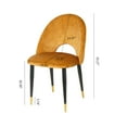 thumbnail image 2 of Set of 2 Dining Chairs with Curved Back, Linen Upholstered Chairs with Padded Seat and Metal Legs, Modern Accent Chairs for Kitchen Offices Living Rooms, Dark Yellow, 2 of 7