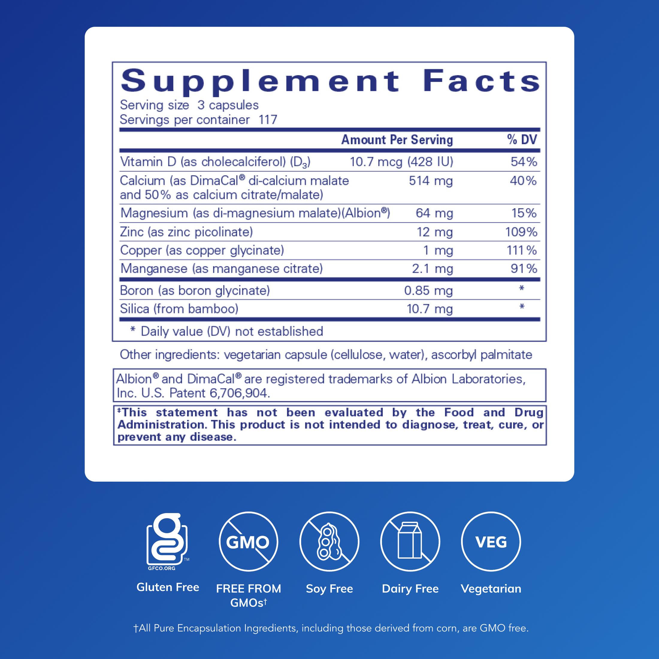 Pure Encapsulations OsteoBalance | Hypoallergenic Supplement to Promote Calcium Absorption and Enhance Healthy Bone Mineralization* | 351 Capsules
