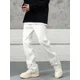 thumbnail image 2 of Pantalones de estilo hip hop para hombre, pantalones vaqueros acampanados de corte acampanado para hombre, pantalones vaqueros blancos con remaches, estilo punk Y2k, estilo coreano, lavados, Kpop, 2 of 4