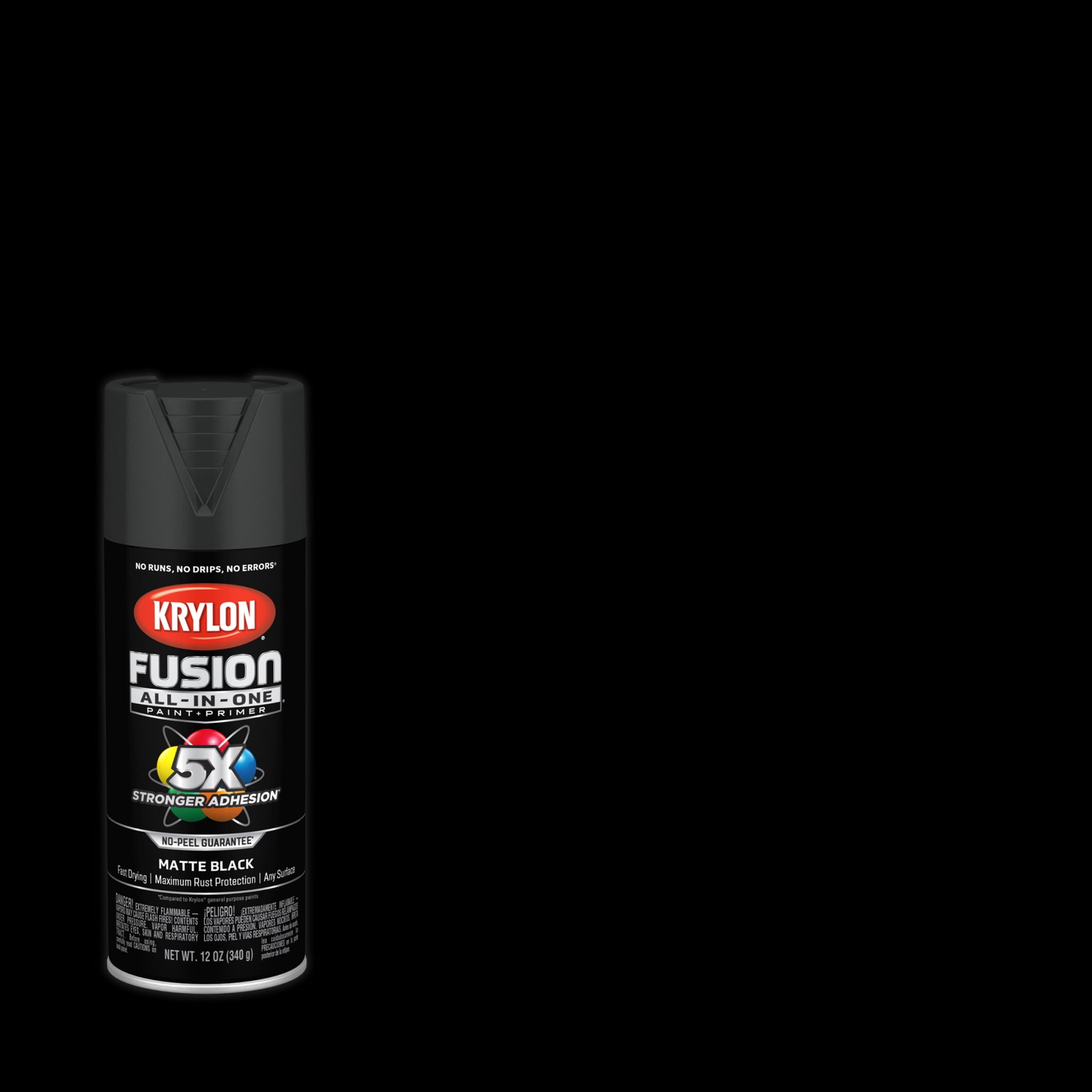 (6 pack) Krylon K02754007 Krylon Fusion All-In-One Black Matte 12 oz Spray Paint, Multi-Surface, (1 Piece, 1 Pack)