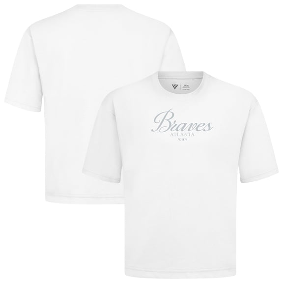 Men's Levelwear White Atlanta Braves Ethereal Oversized Luxe Signature Knit T-Shirt