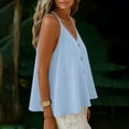thumbnail image 5 of qelini Linen Tank Tops for Women Plus Size Spaghetti Strap Long Tee V Neck Sleeveless Shirt Solid Color Cloths, 5 of 8