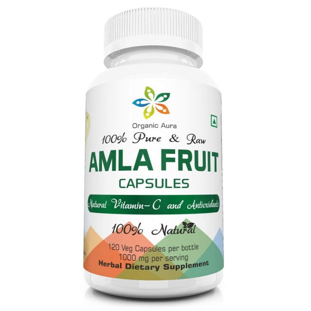 Suplemento orgánico Aura AMLA en cápsulas de 1000 mg, 120 cápsulas vegetarianas