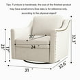 thumbnail image 7 of 360°Swivel Accent Chair, Cotton Linen Fabric Lounge Sofa with Brass Nail Decorative, Square Club Sofa Arm Chair with Metal Base, Swivel Barrel Chairs for Bedroom Living Room Office (White), 7 of 7