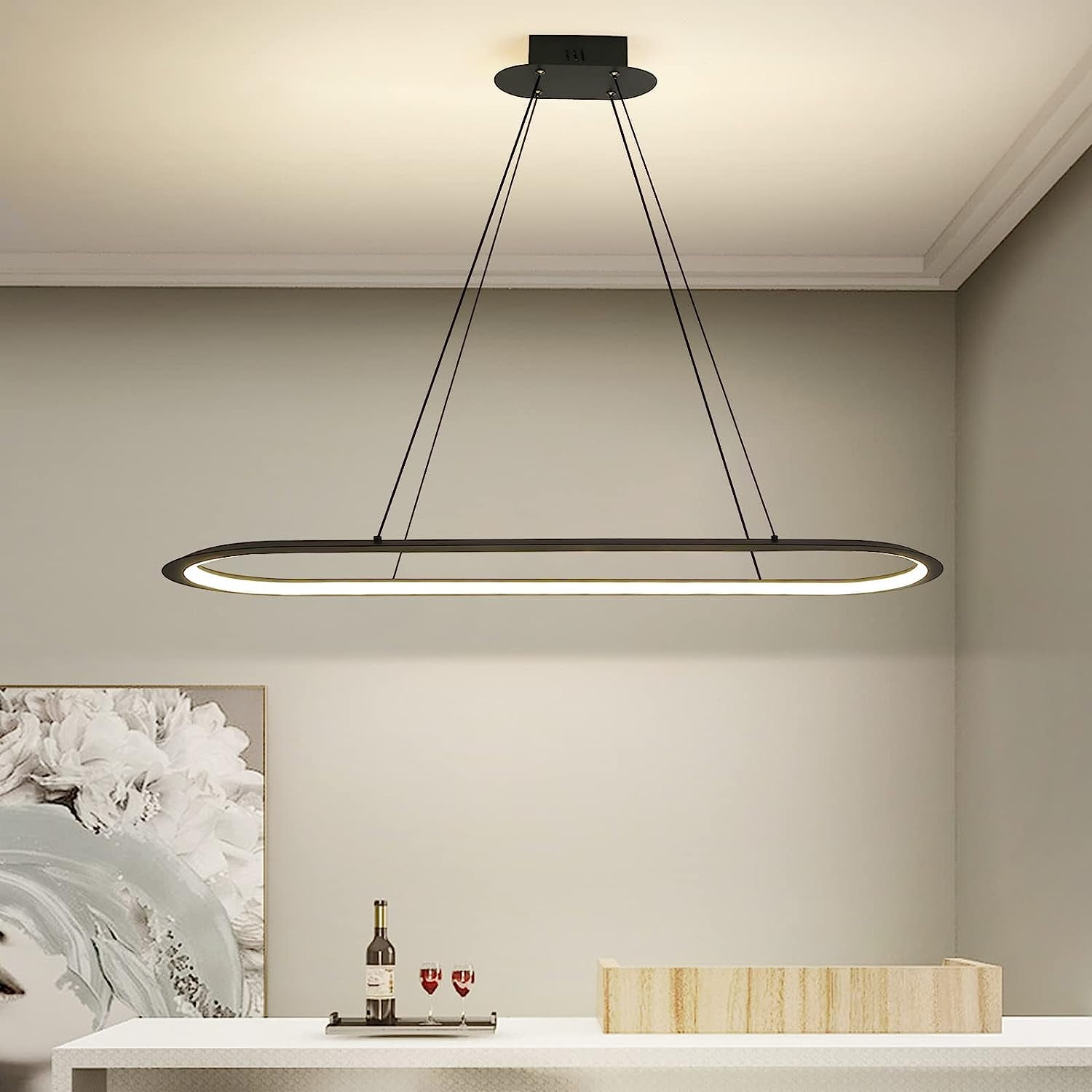 Island Lights, Linear Pendant Light LED Dimmable Hanging Light Fixture