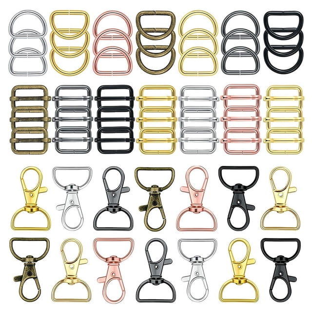 56 piezas Ganchos y anillos en D Mosquetones giratorios Ganchos de mosquetón Mosquetones de cordón para bolsos Bolsas de cordón de llavero (2