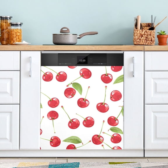 Fresh Cherries Dishwasher Magnet Cover Magnetic Fridge Door Cover Home Kitchen Decor 23"x 26"