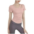 thumbnail image 2 of Ounisa Womens Fashion Fall Clothes One Piece Cutout Tops Long Sleeve Ribbed Slim Fitted Shirts Tee Tshirts, 2 of 7
