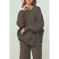thumbnail image 4 of Suéter y pantalones Lounge Set Pink Queen para mujer, gris y marrón, 4 of 7