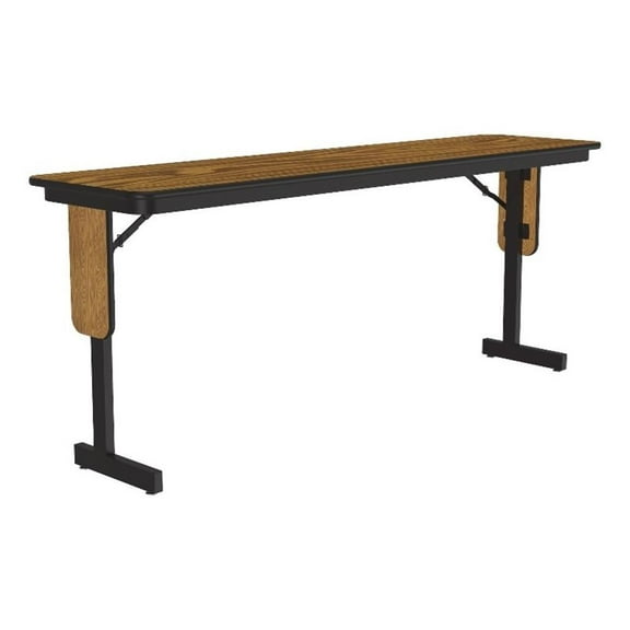 Correll SP 18x72 Contemporary Metal/Wood Folding Seminar Table in Medium Oak
