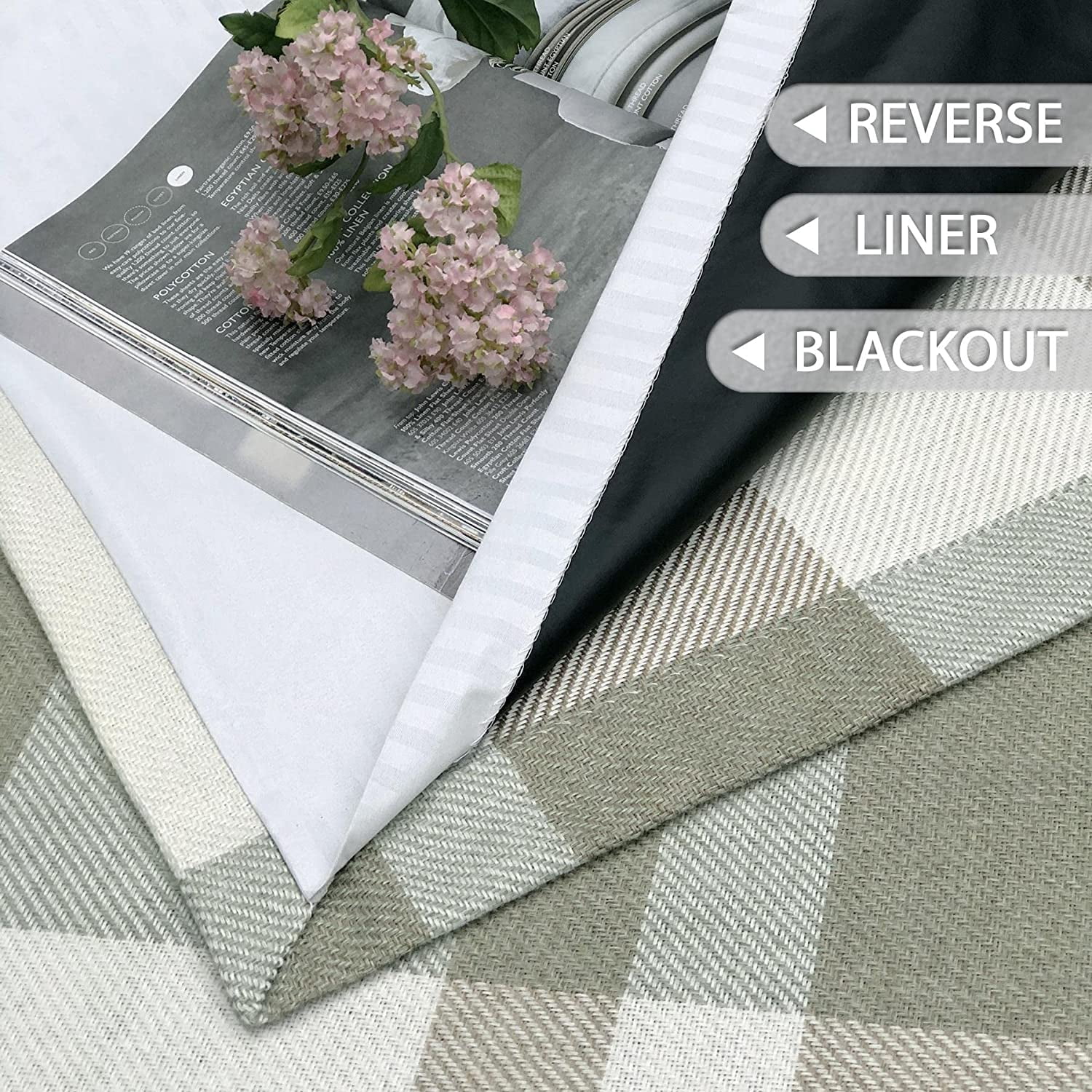 100% blackout plaid curtains for bedroom living room sage green so environmentally friendly warm sage green plaid curtains 53"W x 63"L (Pack of 2)